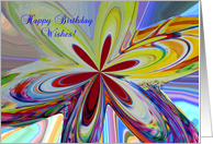 Happy Birthday Wishes, Psychedelic Flower card