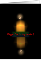 Lover, Happy Birthday! Candle with Flame and Reflection card