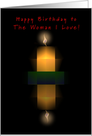 Fiancee, Happy Birthday! Candle with Flame and Reflection, Humor card