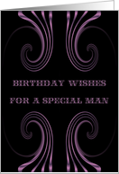 For Him, Happy Birthday!, Swirls and Crystal Look card