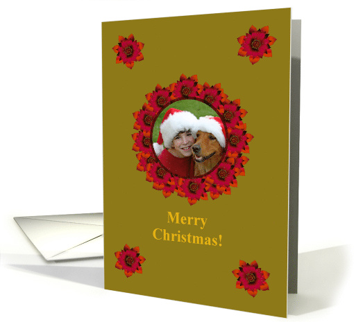 Merry Christmas! Festive Poinsettia Wreath card (850808)