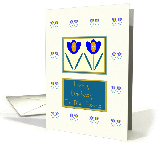 Twin Girls,Happy Birthday!, Two Tulips, Graphic Design card (853465)