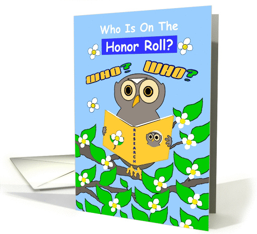 Congratulations, Academic Achievement, Honor Roll,Wise Owl card