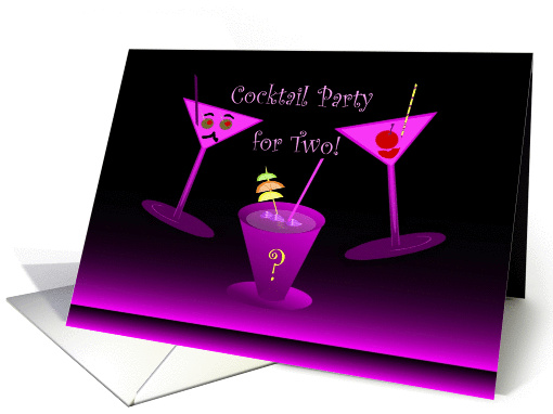 Invitation,Cocktail Party for Two, Male and Female Drinks card