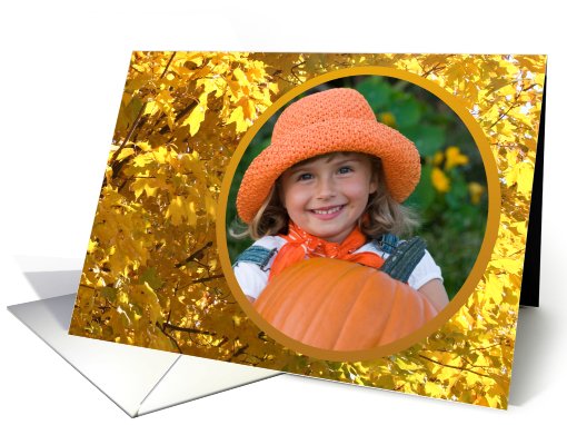 Photo Card, Thanksgiving, Golden Autumn Leaves card (874591)