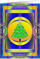 Christmas Holiday Tree In Golden Frame card