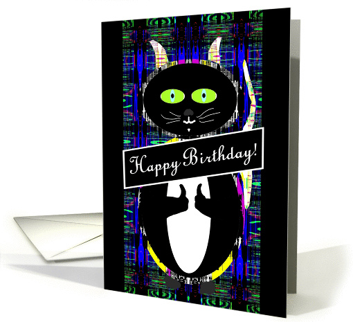 Happy Birthday Colleague, Techno Cat with Thumbs Up! card (877834)