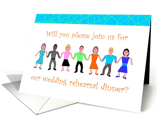 Invitation, Wedding Rehearsal Dinner with Colorful People card