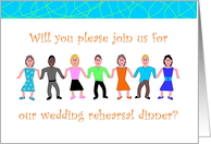 Invitation, Wedding Rehearsal Dinner with Colorful People card