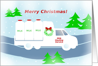Merry Christmas, Milk Hauling Truck and Snowy Winter Road Scene card