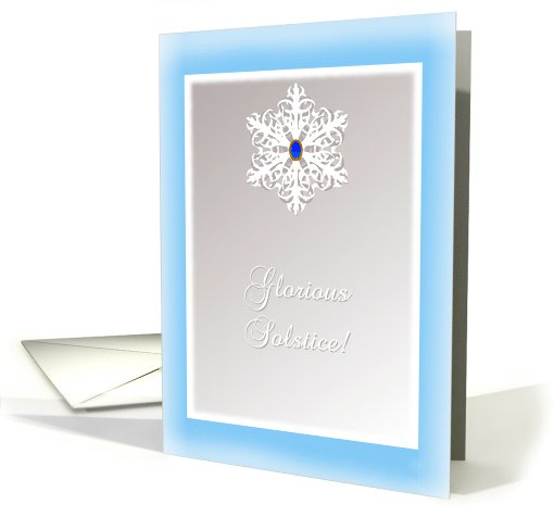 Glorious Winter Solstice! Snowflake with Sapphire Blue Gem card