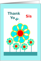 Thank You, Sis, Raindrops on Flowers card