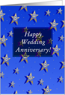 Happy Wedding Anniversary, Belated, Super Stars with Flowers card