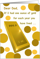 to Dad from Son, Happy Birthday!, Bar of Gold, Humor card
