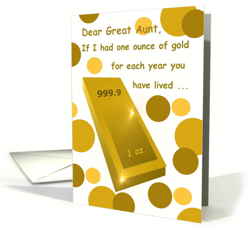 Great Aunt, Happy Birthday!, Bar of Gold, Humor card (917717)