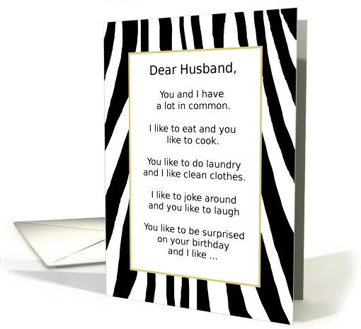 Happy Birthday to My Husband, Things We Have In Common Humor card