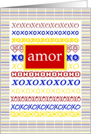 Amor, Love with Hugs and Kisses (blank Inside) card