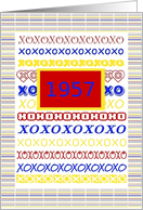 Born in 1957, Happy Birthday with Hugs and Kisses! card