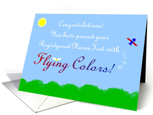 Congratulations, You Passed Your Reg. Nurse Test, Flying Colors card