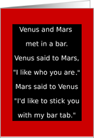 Adult, Sexy, Happy Birthday, Venus and Mars Joke Around - Humor card