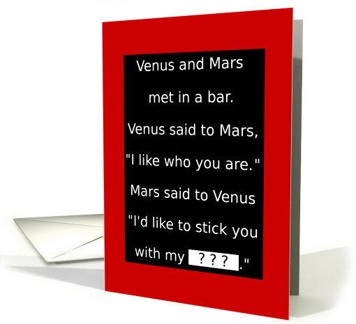 Adult, Sexy, Venus and Mars Joke Around - Humor card (946232)