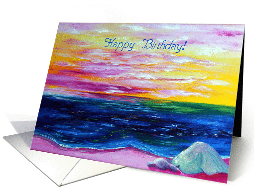 Co-worker, Happy Birthday! Pink Beach card (946903)