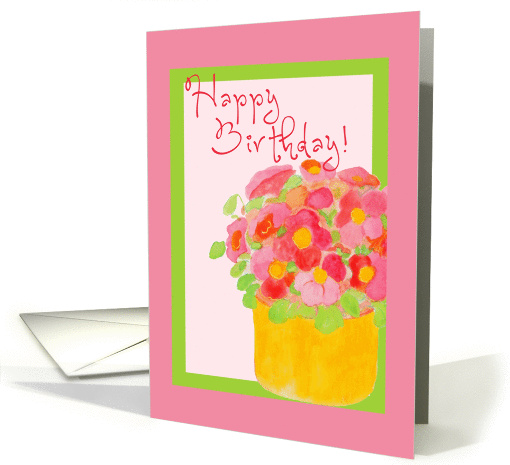 Happy Birthday!, Pink Poseys in Frame card (947137)