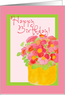 Happy Birthday!, Pink Poseys in Frame card