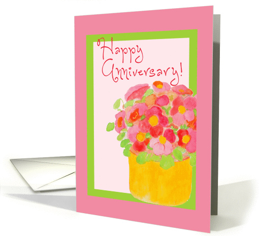 Happy Anniversary!, Pink Poseys in Frame card (947138)