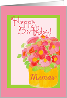 Happy Birthday, Memaw!, Pink Poseys in Frame card