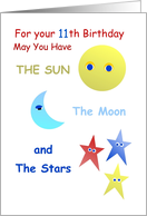 Happy 11th Birthday, Sun, Moon, and Stars card