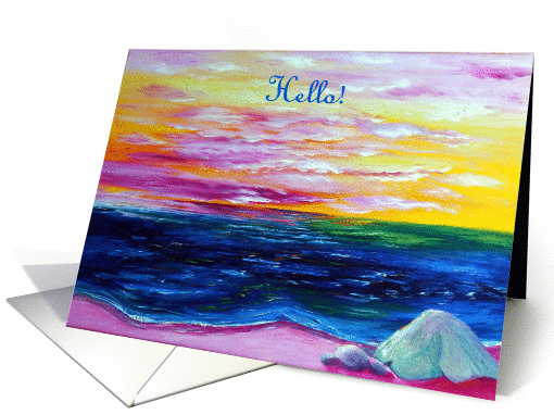 Hello, Pink Beach at Sunset card (951259)