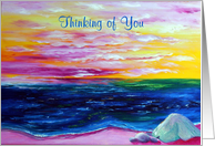 Thinking of You, Pink Beach at Sunset Humor card