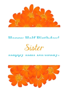 Sister, Happy Half Birthday, Humor, Big Orange Bouquet