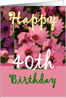 40TH BIrthday - Pink Flowers card