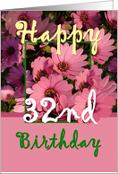 32ND BIrthday - Pink Flowers card