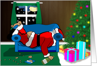 Christmas Humor, Santa’s Hard Night card