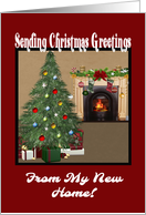 Cozy Fireplace My New Address Christmas Card