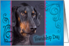 Friendship Day card featuring a Doberman Pinscher with natural ears card