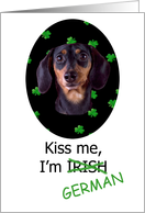 St. Patricks Card - Kiss Me, I’m Irish (German) - featuring a Dachshund card