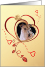Valentine’s Greeting - Wire Fox Terrier surrounded by hearts and a white rose card