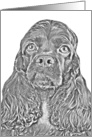 The Warmth of a Cold Wet Nose - card featuring a black American Cocker Spaniel in digital artwork card