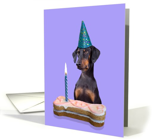 Birthday Card featuring a Doberman Pinscher (with natural ears) card