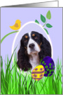 Easter Card featuring a black tri English Springer Spaniel card