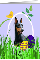 Easter Card featuring a Doberman Pinscher card