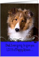 Father’s Day Licker License - featuring a sable Shetland Sheepdog puppy card