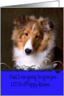 Father’s Day Licker License - featuring a sable Shetland Sheepdog puppy card