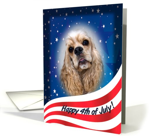 July 4th Card - featuring a buff Cocker Spaniel card (818913)