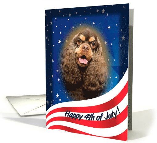 July 4th Card - featuring a chocolate/tan Cocker Spaniel card (818933)