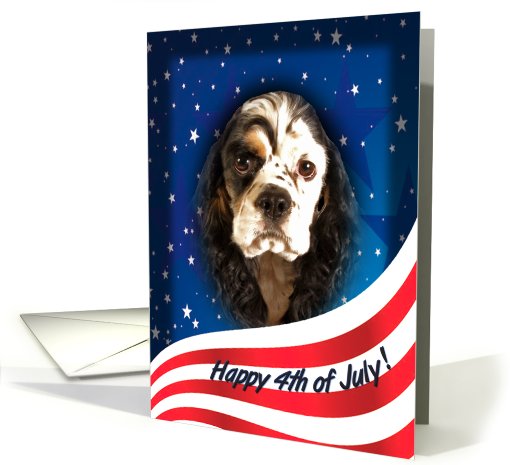 July 4th Card - featuring a parti/tri Cocker Spaniel card (818936)